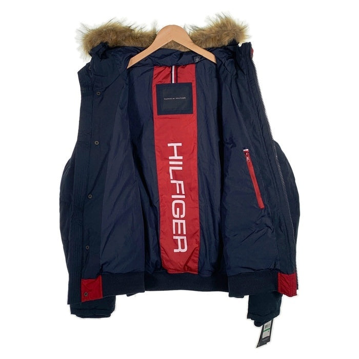 TOMMY HILFIGER トミーヒルフィガー シュノーケル パファージャケット 中綿 ネイビー ホワイト レッド 159AP863 Size L 福生店