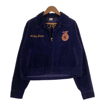 70`s NATIONAL FFA コーデュロイ ファーマーズジャケット ジップアップ ネイビー ワッペン 短丈 Size 44 福生店