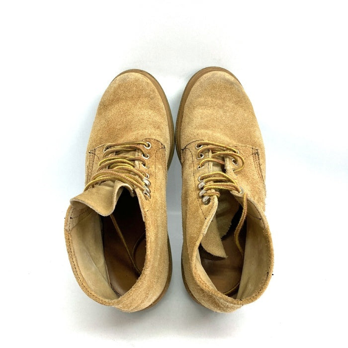 RED WING レッドウィング 刺繍羽タグ ラフアウト  スーパーソール プレーントゥ 編み上げブーツ ベージュ size9 瑞穂店