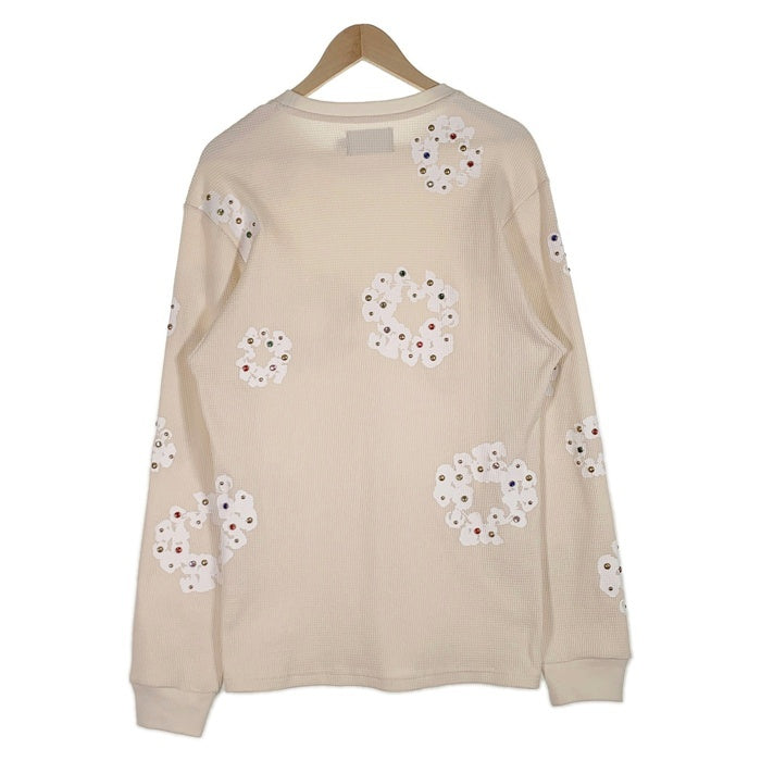 DENIM TEARS デニムティアーズ RHINESTONE COTTON WREATH THERMAL ラインストーンコットンリース サーマルカットソー アイボリー Size M 福生店