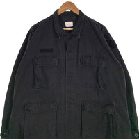 U.S.ARMY 米軍 COMBAT COAT リップストップ ミリタリージャケット シャツ ブラック USA製 8415-01-084-1748 Size L-R 福生店