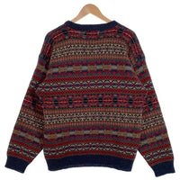 90's WOOLRICH ウールリッチ フェアアイル柄 ニット セーター バーガンディー ネイビー Size L 福生店