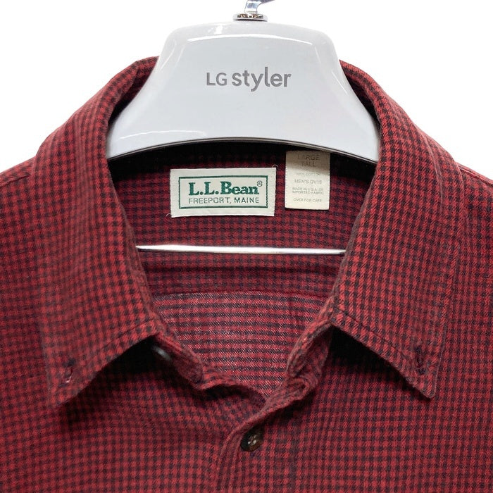 L.L.Bean エルエルビーン ボタンダウン ネルシャツ レッドxブラック sizeL 瑞穂店
