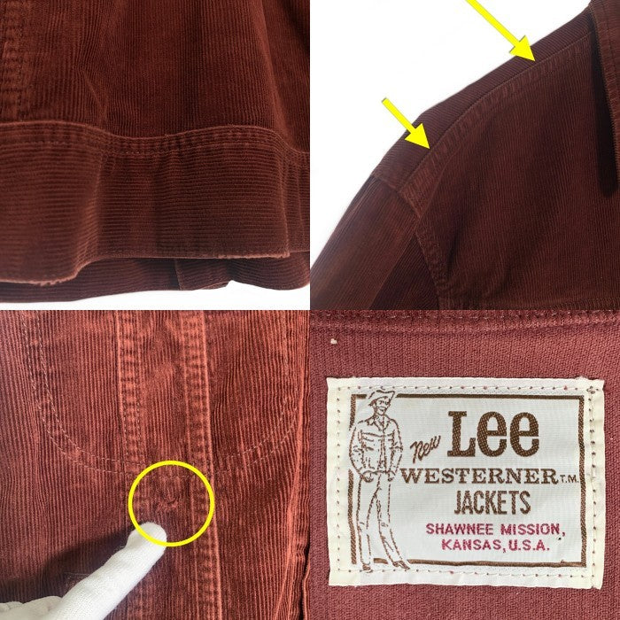 Lee リー WESTERNER ウエスターナー コーデュロイジャケット ボルドー Size M-L 相当 福生店