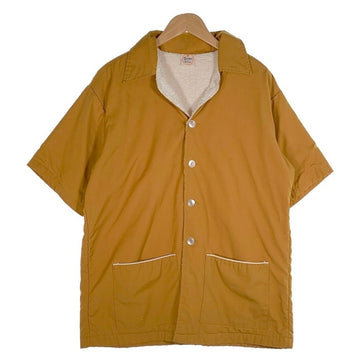 60-70's SUN-DEK of Hawaii コットン ビーチシャツ 半袖 開襟 内パイル地 オレンジ USA製 Size L 福生店