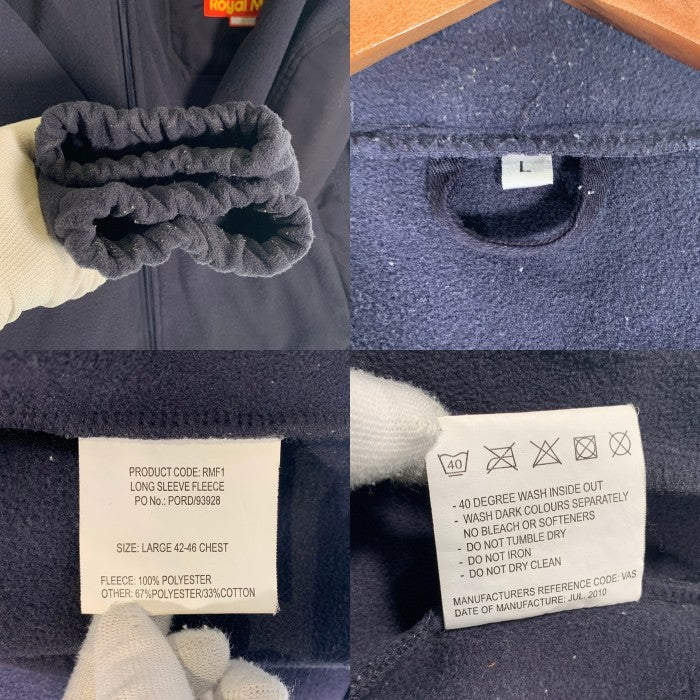 Royal Mail ロイヤルメール RMF1 LONG SLEEVE FLEECE 切替 ジップアップフリースジャケット ネイビー ブラック Size L 福生店