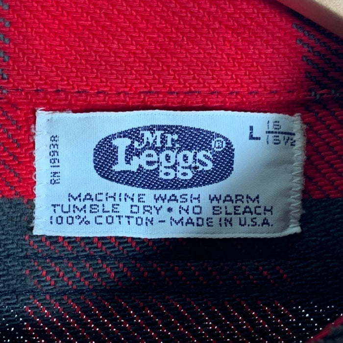 80's Mr.Leggs ミスターレッグス 長袖 バッファローチェック シャツ レッド グレー Size L(16 16 1/2) 福生店