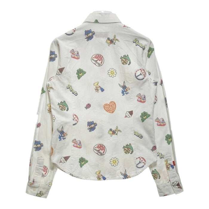 HYSTERIC GLAMOUR ヒステリックグラマー FANCY EMBLEM 総柄プリントシャツ ホワイト 01223AH04 Size S 瑞穂店