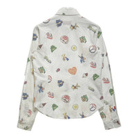 HYSTERIC GLAMOUR ヒステリックグラマー FANCY EMBLEM 総柄プリントシャツ ホワイト 01223AH04 Size S 瑞穂店