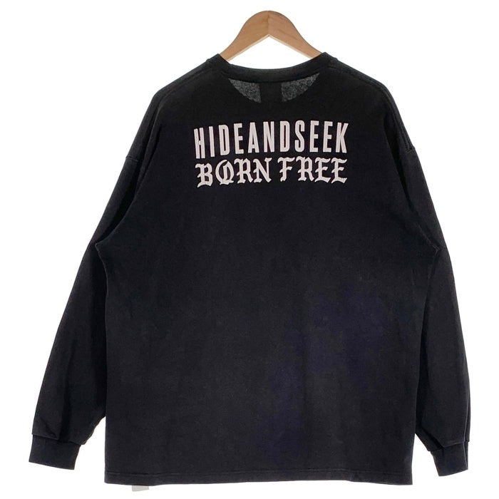 Hide and Seek ハイドアンドシーク 23AW Born Free L/S Tee ヘビーオンス ロゴプリント ロングスリーブTシャツ 長袖 ブラック HT-091023 Size XL 相当 福生店