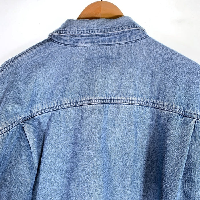 WORLD ISLAND ワールドアイランド 裏地ブランケット 裏地キルティング 長袖 デニム シャツ ライトブルー Size XL 福生店
