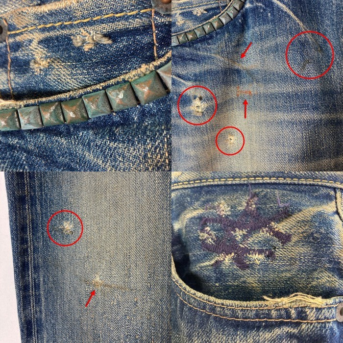 THEE HYSTERIC XXX ジィヒステリックトリプルエックス セルビッチ ボタンフライ ダメージ加工 デニムパンツ ライトインディゴ size32 瑞穂店