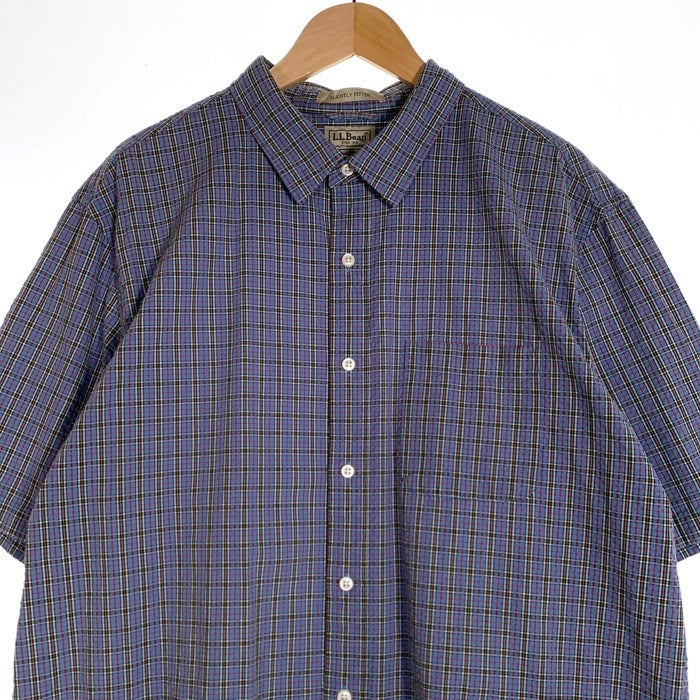 L.L.Bean エルエルビーン シアサッカー コットンチェックシャツ 半袖 ライトブルー 501959 Size XL-TALL 福生店