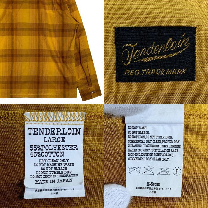 TENDERLOIN テンダーロイン T-T/C CHECK SHT オンブレチェック オープンカラーシャツ ポリコットン イエロー Size L 福生店