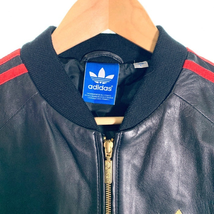 adidas アディダス シープスキン レザートラックジャケット ブラック 羊革 豚革 O34739 07/11 Size L 福生店