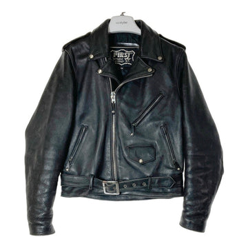 FIRST Genuine Leather ファーストジェニュインレザー TALONジップ ダブル ライダースジャケット ブラック size38 瑞穂店