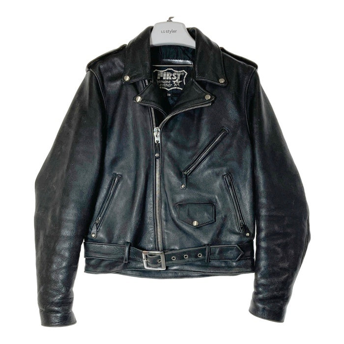 FIRST Genuine Leather ファーストジェニュインレザー TALONジップ ダブル ライダースジャケット ブラック size38 瑞穂店