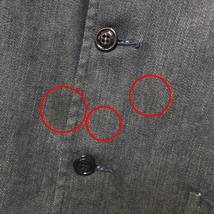 EVISU エヴィス Hidehiko Yamane デニム 3B テーラードジャケット インディゴ エルボーパッチ カモメピンズ 黒ペンキ Size 42 瑞穂店