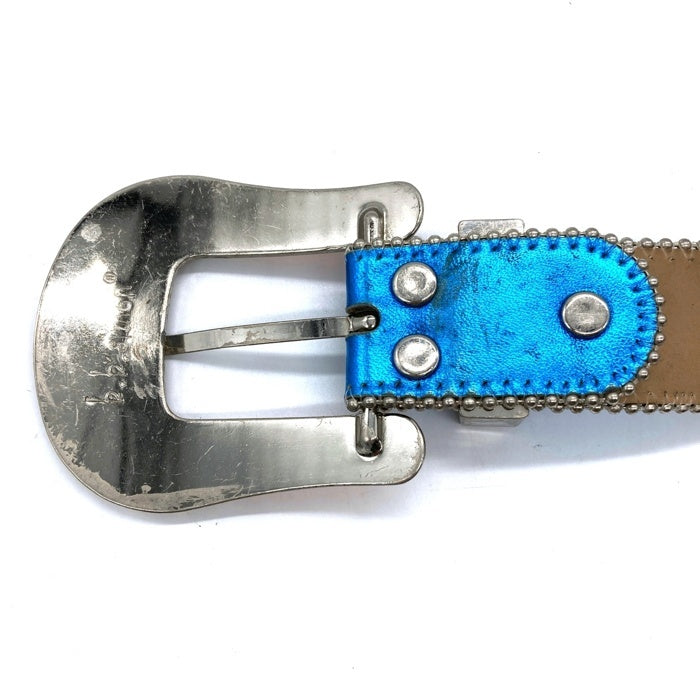 b.b.simon ビービーサイモン スタッズ レザーベルト ブルー オレンジ 6000 Size 36 瑞穂店