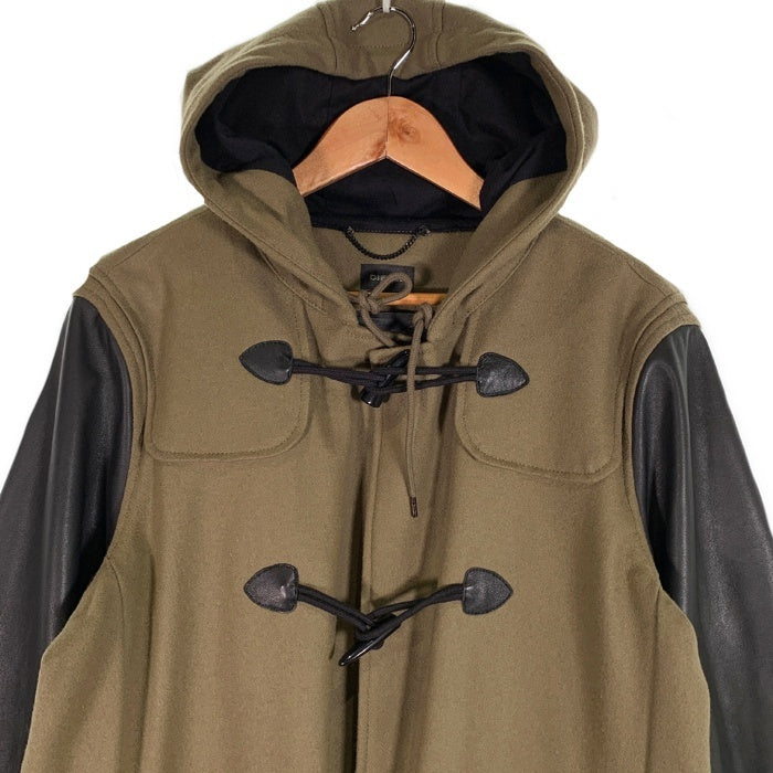 DIESEL ディーゼル ウール ダッフルコート 袖フェイクレザー切替 カーキ ブラック ミドル丈 Size L 福生店