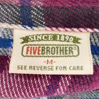 FIVE BROTHER ファイブブラザー 90's ヘビーネルシャツ チェック ホワイトxパープル sizeM 瑞穂店
