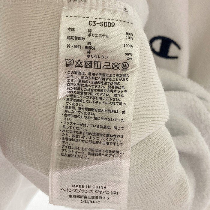 Champion チャンピオン C3-S009 REVERSE WEAVE リブライン クルーネック スウェット ホワイト sizeL 瑞穂店