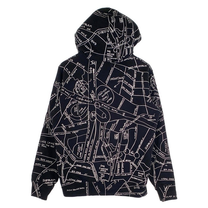 SUPREME シュプリーム 19SS Gonz Embroidered Map Hooded ゴンズ エンブロイダードマップ プルオーバースウェットパーカー ブラック Size S 福生店