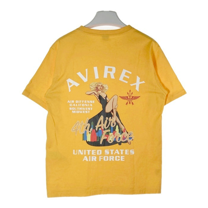 AVIREX アヴィレックス 4th Air Force ピンナップガールプリント Tシャツ イエロー sizeM 瑞穂店