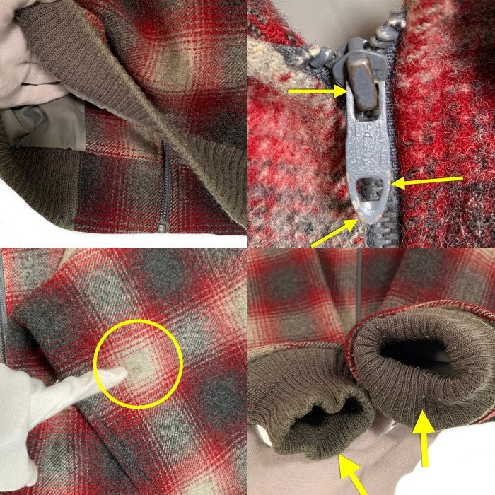 70`s PENDLETON ペンドルトン オンブレチェック  ウールジップアップジャケット レッド USA製 Size M 福生店