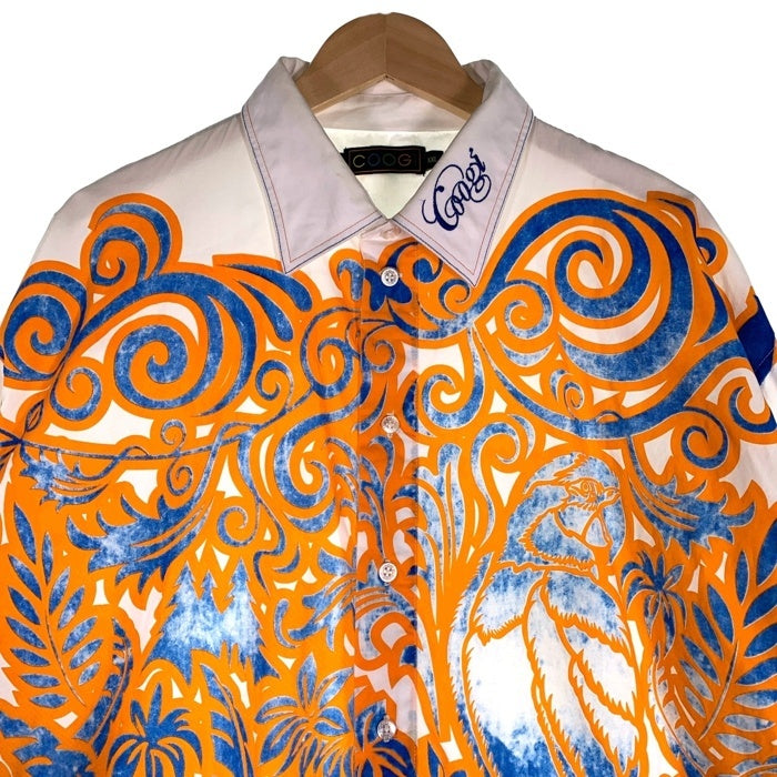 00's COOGI クージー コットンシャツ プリント ロゴ刺繡 長袖 ホワイト Size XXL 福生店