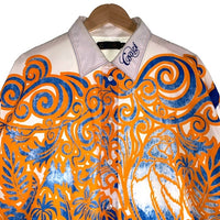 00's COOGI クージー コットンシャツ プリント ロゴ刺繡 長袖 ホワイト Size XXL 福生店