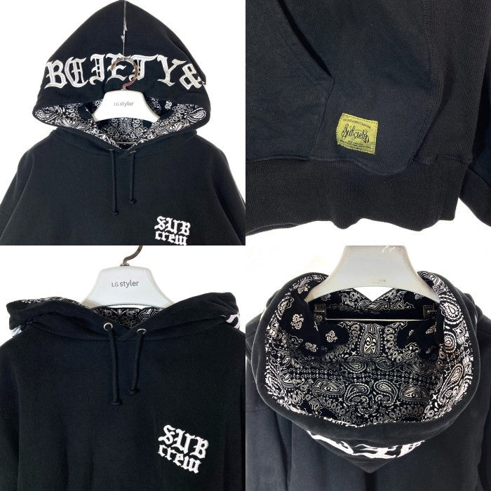 Subciety サブサエティ SUBcrew エンブロイダリー プルオーバーパーカー ブラック sizeL 瑞穂店