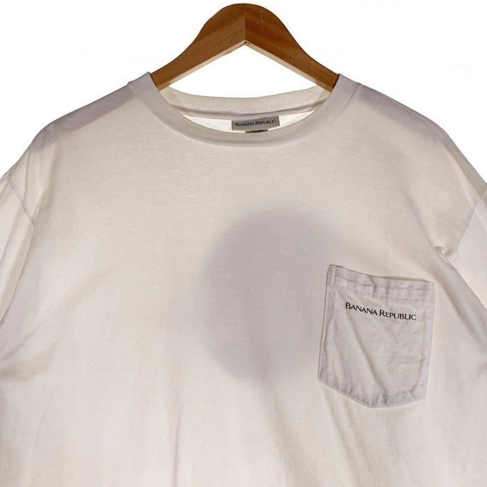 90`s BANANA REPUBLIC バナナリパブリック プリント ポケットTシャツ ホワイト USA製 Size M 福生店