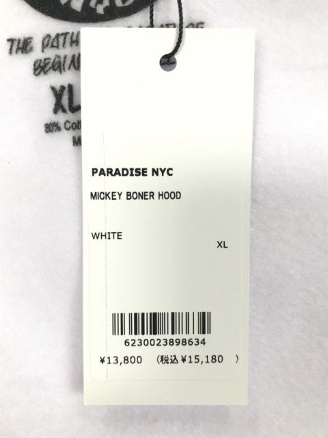 PARADISE NYC パラダイス MICKEY BONER HOOD DOMICILE TOKYO ミッキープリント スウェットパーカー ホワイト Size XL 福生店