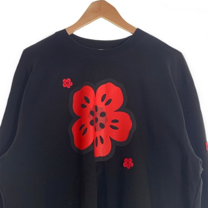 KENZO ケンゾー BOKE FLOWER エンブロイダリー コットン スウェット ブラック レッド FE65SW2454MF Size L 福生店