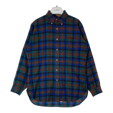 PENDLETON ペンドルトン 70's USA製 ウールシャツ エルボーパッチ ブルー×グリーン sizeM 瑞穂店