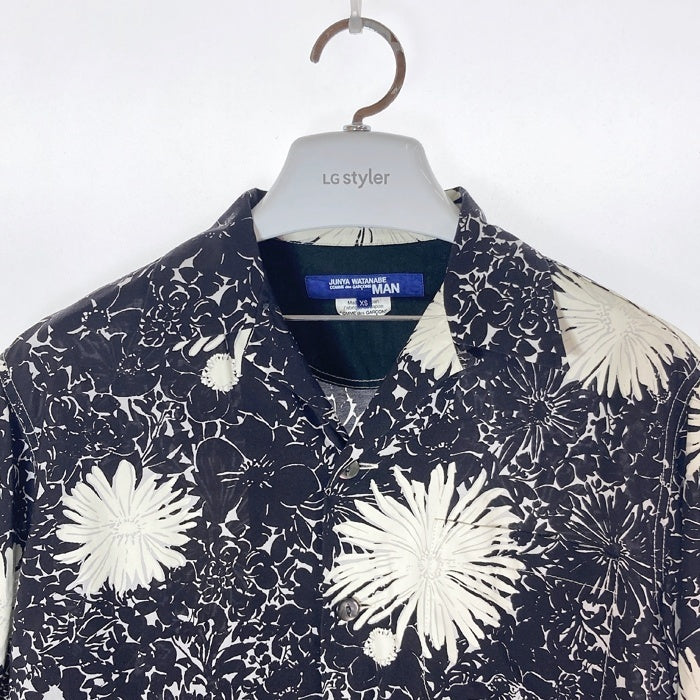 JUNYA WATANABE COMME des GARCONS MAN ジュンヤワタナベ コムデギャルソンマン WS-B016 AD2016 キュプラ×レーヨン 猫目ボタン オープンカラー アロハシャツ ブラック sizeXS 瑞穂店