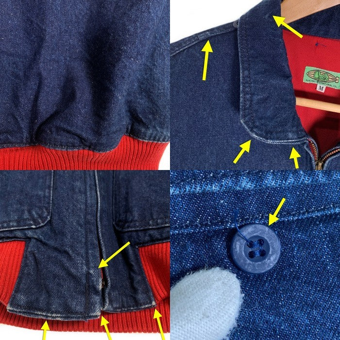 BLUE WAY ブルーウェイ ジップアップ デニムジャケット 赤リブ フライト インディゴ Size M 福生店