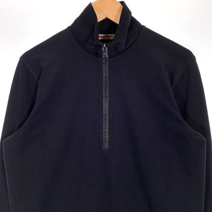 PRADA SPORT プラダスポーツ ハーフジップ プルオーバーロングスリーブカットソー ブラック ナイロン ポリウレタン Size L 福生店