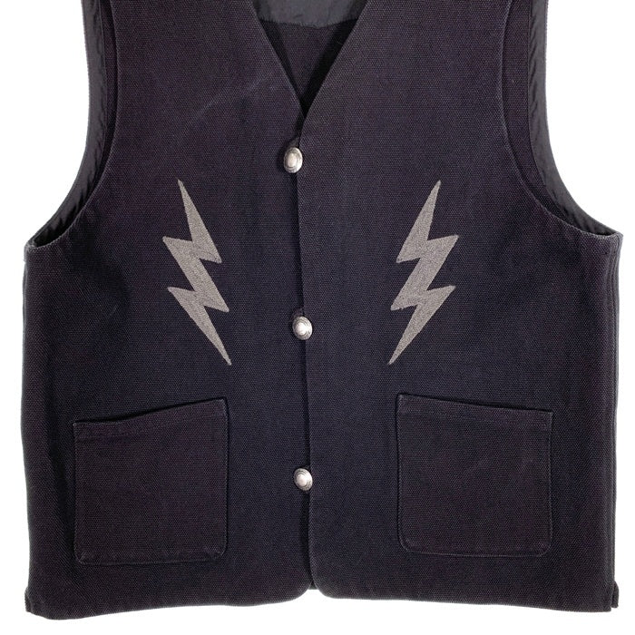 Vin & Age ヴィンアンドエイジ TYPE VRV2 Naughty Rug Vest 稲妻刺繍 コットンラグ チマヨ型ベスト ブラック Size XXL 福生店