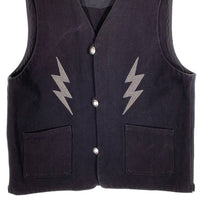 Vin & Age ヴィンアンドエイジ TYPE VRV2 Naughty Rug Vest 稲妻刺繍 コットンラグ チマヨ型ベスト ブラック Size XXL 福生店