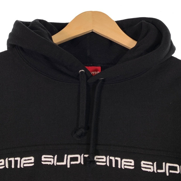 SUPREME シュプリーム 18AW TEXT STRIPE HOODED テキストストライプ フーディー パーカー ブラック Size S 福生店