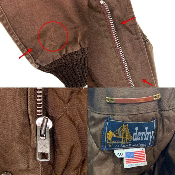 80's Derby of San Francisco ダービーオブ サンフランシスコ ダービージャケット スイングトップ ブラウン USA製 Size 40 福生店