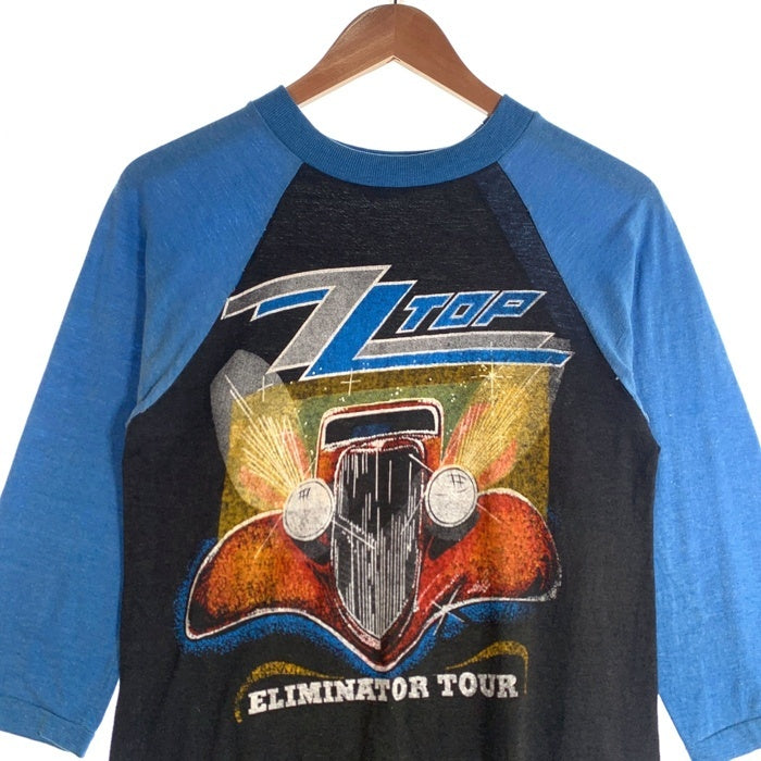80's ZZ Top ズィーズィートップ Eliminator Tour 1983 ラグランスリーブ 七分袖 プリント Tシャツ ブルー ブラック Size M相当 福生店