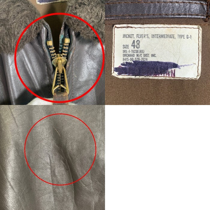 U.S. NAVY 米海軍 USN G-1 LEATHER FLIGHT JACKET レザー フライト ジャケット グレー 8415-00-526-7624 Size 48 福生店