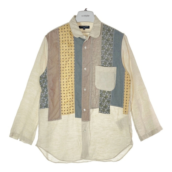 COMME des GARCONS HOMME コムデギャルソンオム HS-B039 AD2016 マルチパターン パッチワーク リネン長袖シャツ 生成り sizeM 瑞穂店