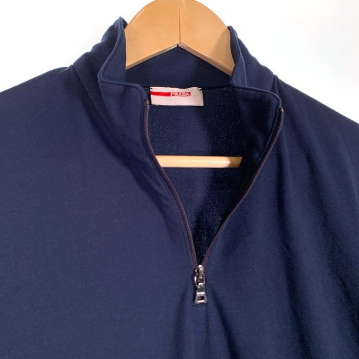 PRADA SPORT プラダスポーツ ハーフジップ プルオーバー ロングスリーブカットソー ネイビー ポリエステル SJJ80 Size M 福生店