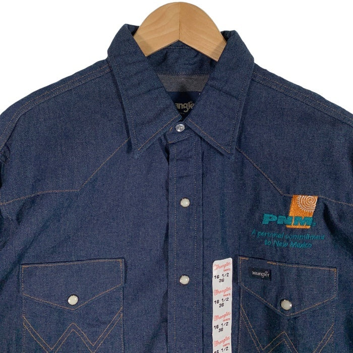 Wrangler ラングラー 70127MW デニムウエスタンシャツ インディゴ 企業刺繡 Size 16 1/2 福生店