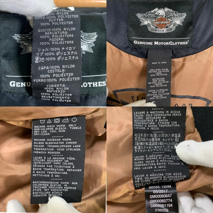 Harley-Davidson ハーレーダビッドソン 115周年記念 ナイロン レーシングジャケット サイドライン ブラック Size L 福生店