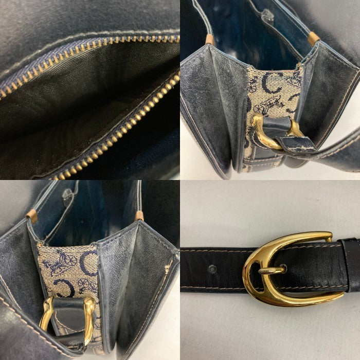 CELINE セリーヌ OLD 馬車柄 ジャガード ショルダーバッグ ヴィンテージ ネイビー 瑞穂店